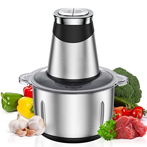 SXYCMY Mini Food Chopper, 2.2L Capacity Electric Food Processor, 2 Speeds Meat Grinder, 3D Stainless Steel Blades, 500W Motor Food Chopper for Vegetables, Meat, Onions, Fruits
