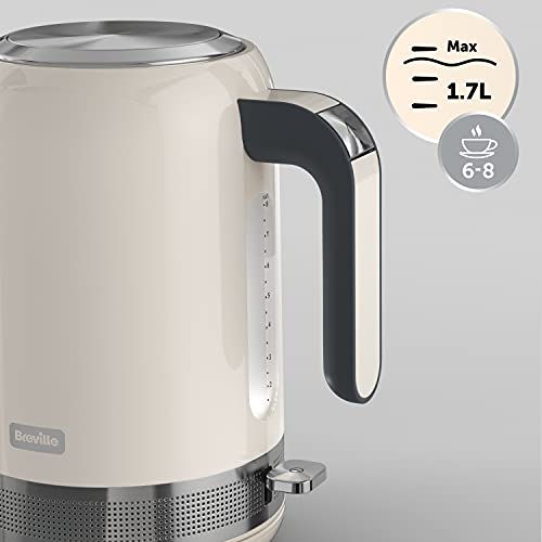 Breville High Gloss Electric Kettle | 1.7 Litre | 3kW Fast Boil | Cream, Plastic [VKT153]