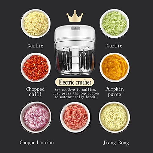 Electric Mini Garlic Chopper,Portable Mini Mincer Electric Food Processor, 250ml Mini Baby Food Maker Presses for Chili Onion Meat Spices Chopper Blender Machine