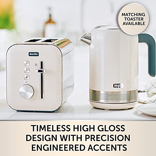 Breville High Gloss Electric Kettle | 1.7 Litre | 3kW Fast Boil | Cream, Plastic [VKT153]