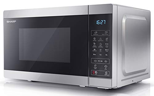 SHARP YC-MG02U-S 800W Digital Touch Control Microwave with 20 L Capacity, 1000W Grill & Defrost Function – Silver