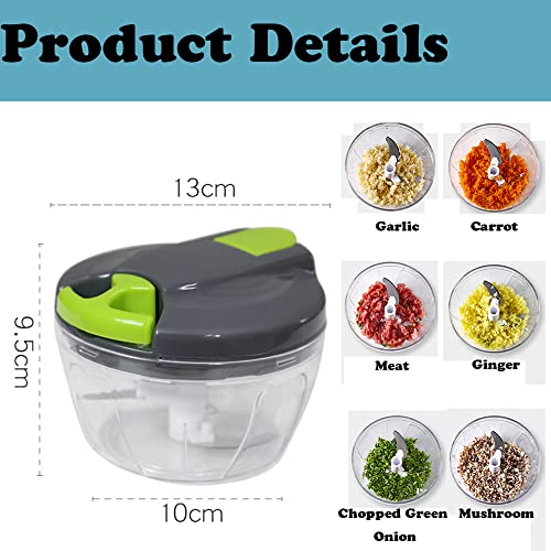 DDUP Multi-Function Manual Food Chopper,Manual Food Processor Vegetable Chopper, Portable Hand Pull String Garlic Mincer Onion Cutter for Veggies, Ginger, Fruits, Nuts,etc.Wonderful for Kitchen(Green)