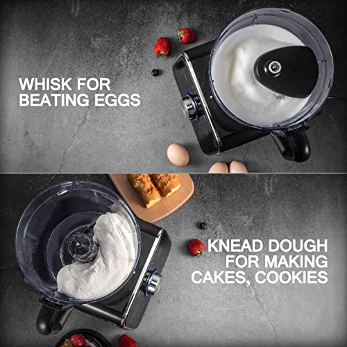 Topchef 1100W Multifunctional Food Processor - Mixer, Crusher, Grinder, Citrus Juicer, Kneading Dough Blades with 3.2 L Bowl, 1.5 L Mixing Cup Black