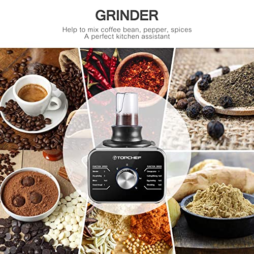 Topchef 1100W Multifunctional Food Processor - Mixer, Crusher, Grinder, Citrus Juicer, Kneading Dough Blades with 3.2 L Bowl, 1.5 L Mixing Cup Black
