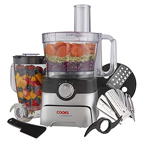 Cooks Professional Food Processor Blender Multifunctional Kitchen Chopper, Includes Accessory Drawer 1000W Black/Silver