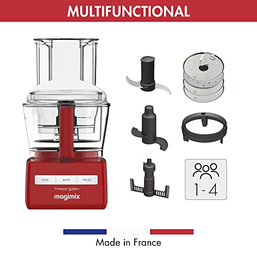 Magimix 3200XL Food Processor | 2.6L BPA-Free Bowl | Quiet & Powerful Motor| Multifunctional 6 in 1 Solution | Red | 18374