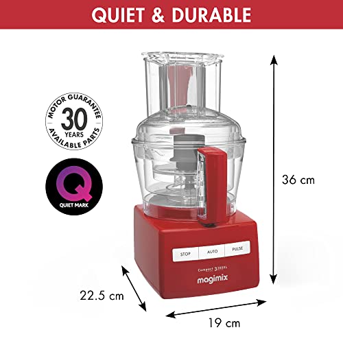 Magimix 3200XL Food Processor | 2.6L BPA-Free Bowl | Quiet & Powerful Motor| Multifunctional 6 in 1 Solution | Red | 18374