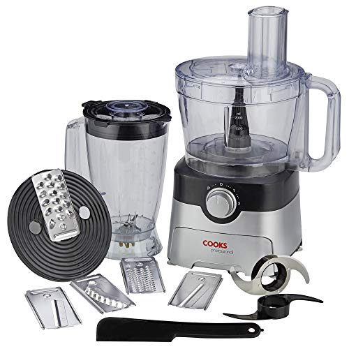 Cooks Professional Food Processor Blender Multifunctional Kitchen Chopper, Includes Accessory Drawer 1000W Black/Silver