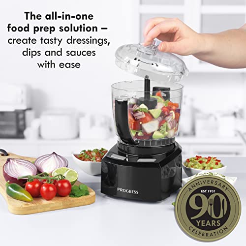 Progress EK3171P Mini Food Processor, Electric Small Chopper, Blend/Stir/Chop/Whip, Easy Food Prep, Make Baby Food, Salads, Dips, 1 L Capacity, Stainless Steel Blade, Go Healthy, Compact/Space Saving