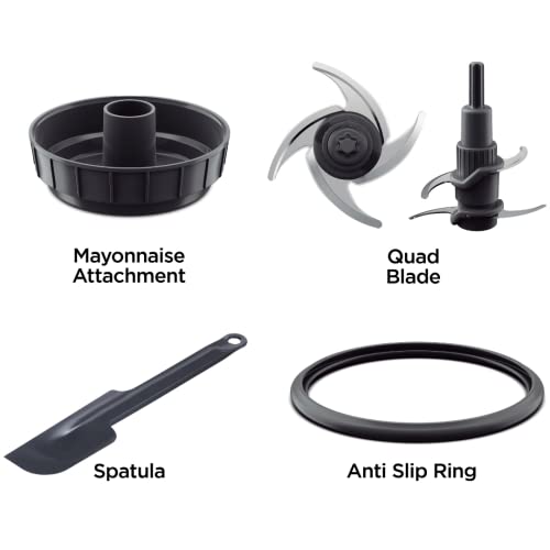 Kenwood Easy Chop Chopper, 0.5L Bowl, 2 Speeds, Quad Blade System, Anti-Slip Ring for Food Chopper Stability, 500W, CHP61.100WH, Dishwasher Safe, White