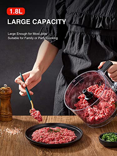 Yabano Food Processor, 1.4 Litre Food Mixer with 6 Chopping, Slicing and Dough Attachments, 700 W, Silver