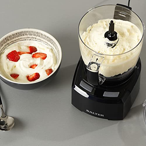 Salter EK3171 8 In 1 Compact Food Processor, Prep Pro Mini Electric Food Chopper, 1L BPA-Free Easy Pour Jug, Stir, Mix, Blend, Chop, Whip & Grind, Stainless Steel Bi-Directional Blade, 200W, Black