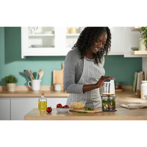 Kenwood Easy Chop Chopper, 0.5L Bowl, 2 Speeds, Quad Blade System, Anti-Slip Ring for Food Chopper Stability, 500W, CHP61.100WH, Dishwasher Safe, White