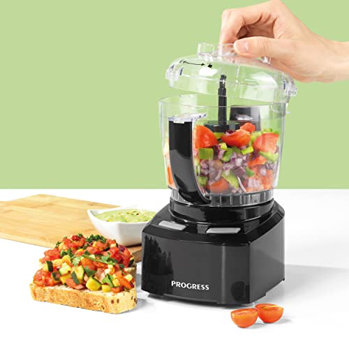 Progress EK3171P Mini Food Processor, Electric Small Chopper, Blend/Stir/Chop/Whip, Easy Food Prep, Make Baby Food, Salads, Dips, 1 L Capacity, Stainless Steel Blade, Go Healthy, Compact/Space Saving