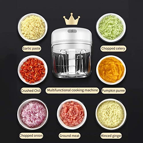 2ps Mini Food Chopper Electric Small Kitchen Food Processor Blender, Portable Vegetable, Fruit, Meat, Garlic, Onion, and Ginger Chopper, can be Used for Baby Food Salad USB Charging 250ML & 100ML