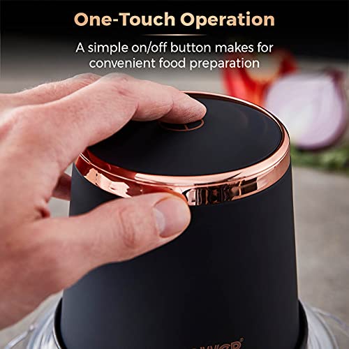 Tower Cavaletto T12058RG Glass Bowl Chopper, 1L, 350W, Black and Rose Gold