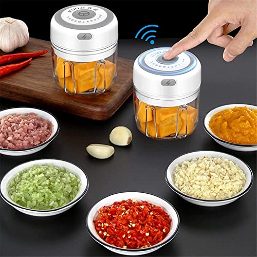 2ps Mini Food Chopper Electric Small Kitchen Food Processor Blender, Portable Vegetable, Fruit, Meat, Garlic, Onion, and Ginger Chopper, can be Used for Baby Food Salad USB Charging 250ML & 100ML