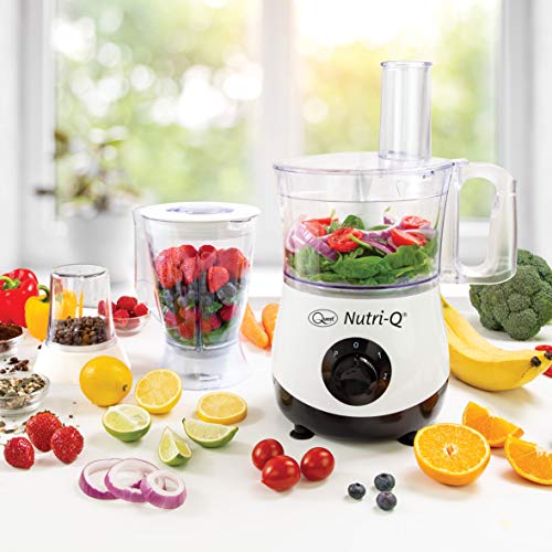 Nutri-Q 34780 Food Processor & Coffee Grinder / 2 Speeds & Pulse Function / 11 Individual Dishwasher Safe Attachments / Safety Lock System / Slice, Shred, Grate, Grind, Crush & Blend
