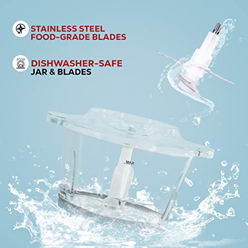 Daifort Electric Mini Food Processor 1.2 L, 2 speeds Powerful 350W Silent Motor & Glass Container with Non-Slip Base,Steel Blades, Chopper Slicer Dicer for Veggies Onions Garlic Nuts Salads-Food Grade