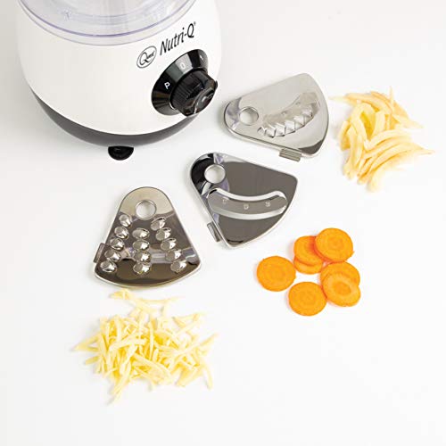 Nutri-Q 34780 Food Processor & Coffee Grinder / 2 Speeds & Pulse Function / 11 Individual Dishwasher Safe Attachments / Safety Lock System / Slice, Shred, Grate, Grind, Crush & Blend