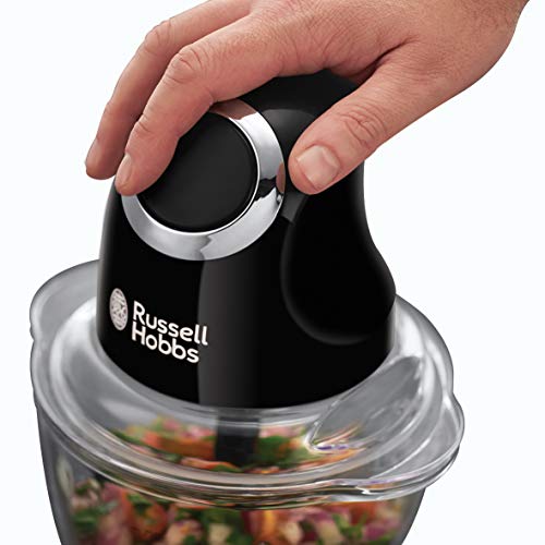 Russell Hobbs 24662 Desire Mini Chopper, Vegetable and Onion Chopper, 500 ml Capacity Glass Bowl, Matte Black, 200 W
