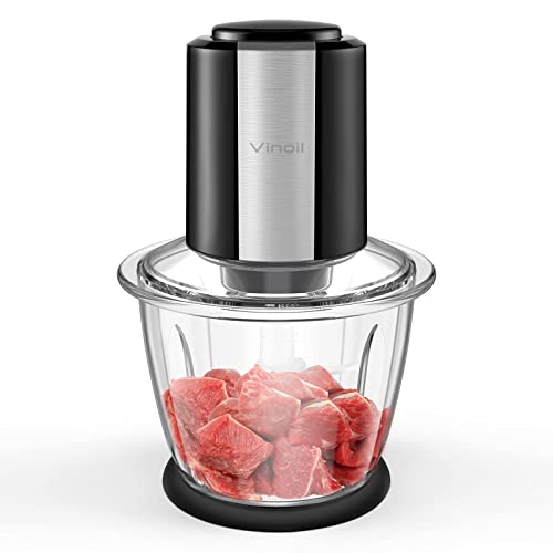 Food Processor, Vinoil Food Chopper for Vegetables,Meat,Fruits and Nuts,4 Durable Stainless-Steel Blades Food Capacity with 1200ml Blender Bowl, Black，Kitchen Tools，Baby Food Blender