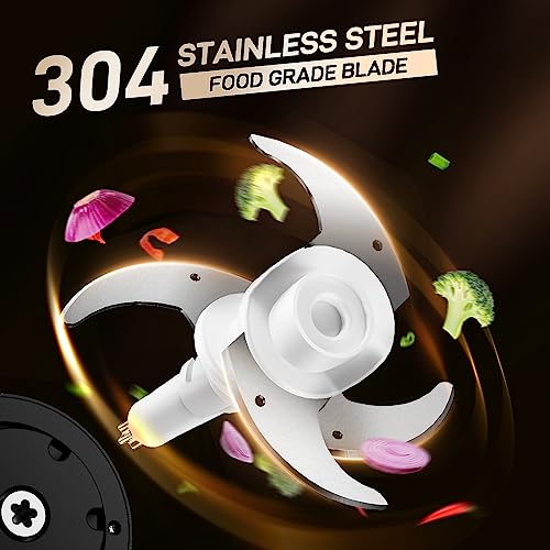 DR.ZERO Food Processors with 2 Bowls, Mini Chopper Electric Food Chopper 4 Bi-Level Blades, 2 Speed, 1.2l and 0.6l, Meat Mincer 500W for Baby Food, Meat, Onion, Vegetables, Nut