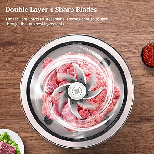 Food Processor, Vinoil Food Chopper for Vegetables,Meat,Fruits and Nuts,4 Durable Stainless-Steel Blades Food Capacity with 1200ml Blender Bowl, Black，Kitchen Tools，Baby Food Blender