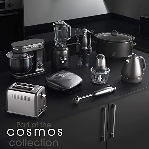 Salter EK5115GUNMETAL Cosmos Food Processor & Blender, Slicing And Shredding Blades, Dough Blade, Chopping, Emulsifying, 2 Speeds And Pulse, Multifunction, 1.4 L Jug, 1.5 L Bowl, 800 W, Grey