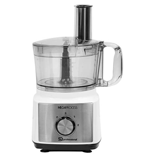 SQ Professional MegaRange - MegaProcess Food Processor 750w - 2.0L Mixing Bowl, 1.8L Blending Jug, Grinding Mill (White-Black)