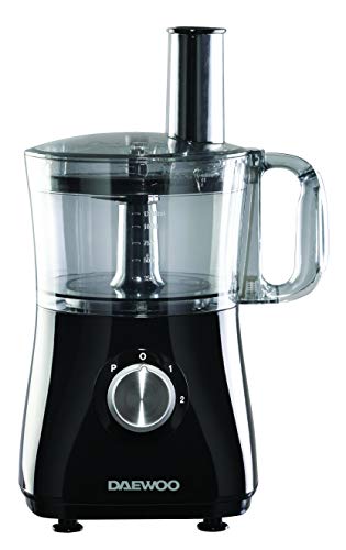 Daewoo SDA2100 750W Plastic Compact Food Processor with 2L Bowl and 1.8L Blender Jug, Stainless Steel Chopping Blades for Slicing and Grating, UK Type G Pulg 220-240v 50hz, Black