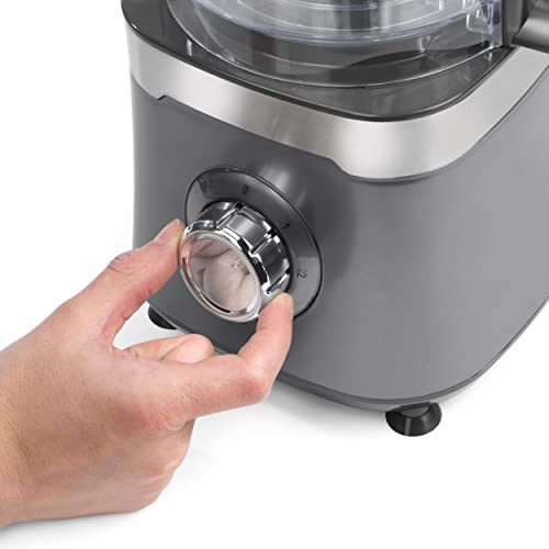 Salter EK5115GUNMETAL Cosmos Food Processor & Blender, Slicing And Shredding Blades, Dough Blade, Chopping, Emulsifying, 2 Speeds And Pulse, Multifunction, 1.4 L Jug, 1.5 L Bowl, 800 W, Grey