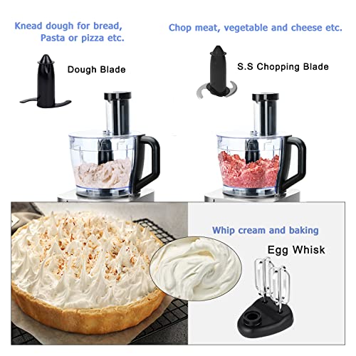 Food Processor, TopStrong 11-in-1 food processor and blender with Chopping Blending Kneading Grinding Whisking Juicing, 1100W, 3 Speeds Plus Pulse, 3.2 L Bowl and 1.5L Jug Blender, Color Silver