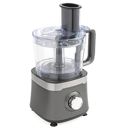 Salter EK5115GUNMETAL Cosmos Food Processor & Blender, Slicing And Shredding Blades, Dough Blade, Chopping, Emulsifying, 2 Speeds And Pulse, Multifunction, 1.4 L Jug, 1.5 L Bowl, 800 W, Grey
