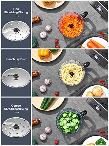 FOHERE Food Processor Multifunctional, 3-Speed Food Processor and Blender Combo with 3.5 L Bowl, 1.5 L Blender Jug, Simple Operation for Blending, Dicing, Slicing, Shredding, Mincing, and Pureeing