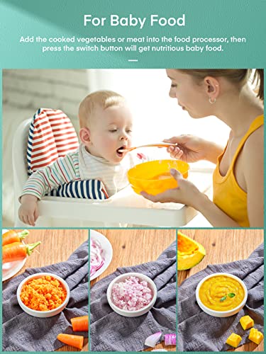 FOHERE Food Processor, 700W Compact Food Mixer with 4 Attachments for Chopping, Slicing, Shredding, Kneading Dough and Emulsifying, 12 Cup Bowl, 2 Speed Setting & Pulse, Glossy Black