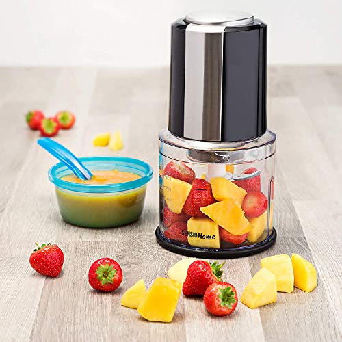 Sensio Home Mini Food Chopper/Small Food Processor – Electric Dicer, Onion and Other Vegetables - 600ml Blender Bowl and Quad Durable Stainless-Steel Blades – 300W