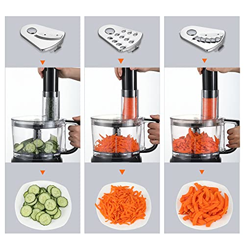 Food Processor, TopStrong 6-in-1 Food Processor and Blender with Chopping Slicing Shredding Kneading Stirring, 800W, 2 Speeds with Pulse, 2L Mixing Bowl, 3-in-1 Cutting Disc