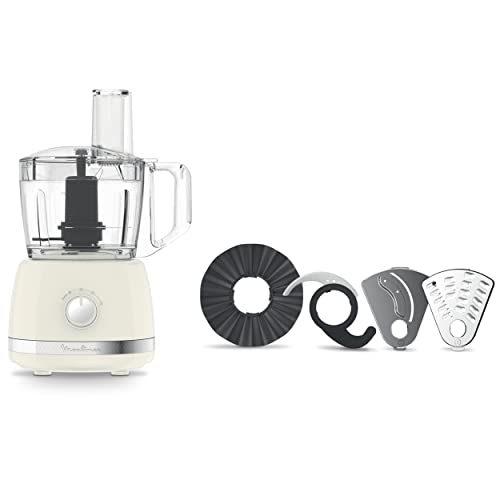 Moulinex FP345A42 Food Processor, Multifunctional Electric Chopper With 2.4L Bowl, Includes Kneading/Slicing/Grating/Emulsifying Attachments, Interlocking Mechanism, Compact Storage, 2 Speeds, 600W
