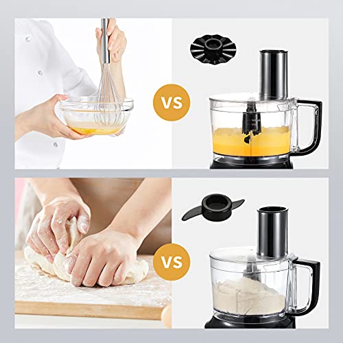 Food Processor, TopStrong 6-in-1 Food Processor and Blender with Chopping Slicing Shredding Kneading Stirring, 800W, 2 Speeds with Pulse, 2L Mixing Bowl, 3-in-1 Cutting Disc