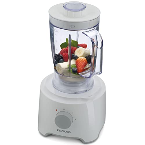 Kenwood Food Processor, 2.1L Bowl, 1.2 L Blender, Emulsifying, Knife Blade, Reversible Slicing and Grating Discs, 800 W, FDP301WH, White [Energy Class A]