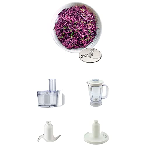 Kenwood Food Processor, 2.1L Bowl, 1.2 L Blender, Emulsifying, Knife Blade, Reversible Slicing and Grating Discs, 800 W, FDP301WH, White [Energy Class A]