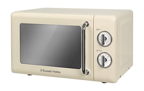 Russell Hobbs RHRETMM705C 17 L 700 W Cream Compact Retro Solo Manual Microwave with 5 Power Levels, Timer, Defrost Setting, Easy Clean, Pack of 1