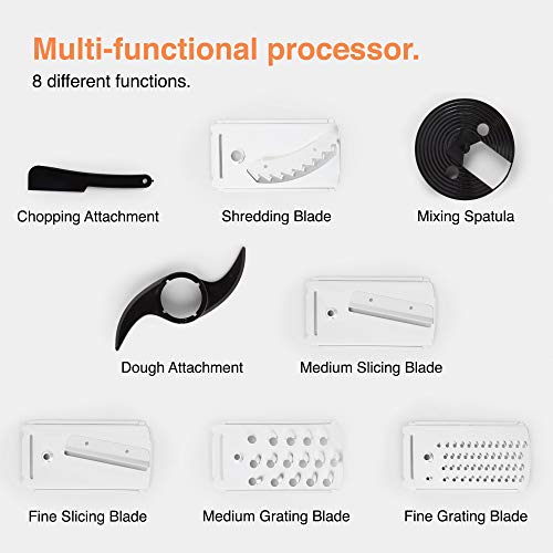 VonShef Food Processor – 1000W Multifunctional 8in1 Chopper, Mixer with Dough Blade, Spatula, Shredder, Medium / Fine Grater & Slicer – 3.5L Bowl & 1.8L Jug - 2 Speed Settings & Pulse Function