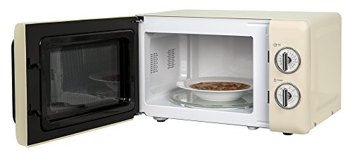 Russell Hobbs RHRETMM705C 17 L 700 W Cream Compact Retro Solo Manual Microwave with 5 Power Levels, Timer, Defrost Setting, Easy Clean, Pack of 1