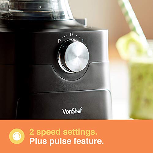VonShef Food Processor – 1000W Multifunctional 8in1 Chopper, Mixer with Dough Blade, Spatula, Shredder, Medium / Fine Grater & Slicer – 3.5L Bowl & 1.8L Jug - 2 Speed Settings & Pulse Function