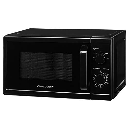 Cookology CMAFS20LBK Freestanding 800W Microwave, 20 Litre Capacity with 25cm Turntable, Features 5 Cooking Power Levels, Quick Defrost Setting and Dial Timer - in Black