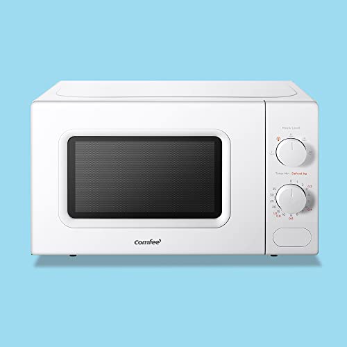 COMFEE' 700W 20L White Microwave Oven With 5 Cooking Power Levels, Quick Defrost Function, And Kitchen Manual Timer - Compact Design CM-M202CC(WH)