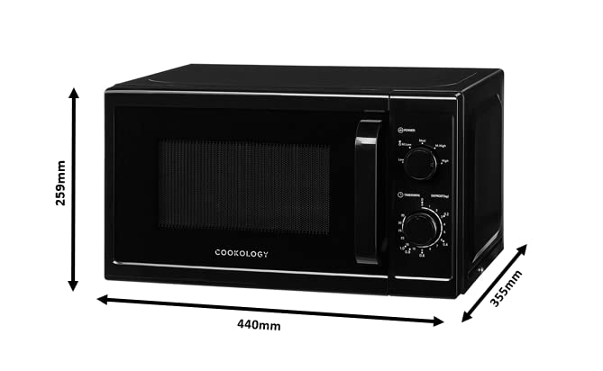Cookology CMAFS20LBK Freestanding 800W Microwave, 20 Litre Capacity with 25cm Turntable, Features 5 Cooking Power Levels, Quick Defrost Setting and Dial Timer - in Black