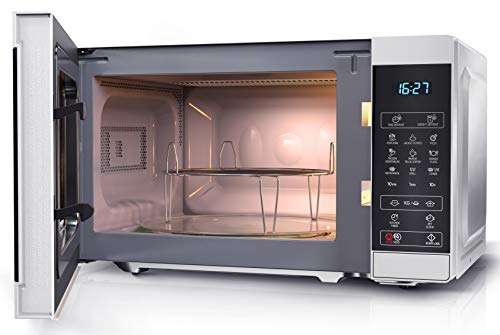 SHARP YC-MG02U-S 800W Digital Touch Control Microwave with 20 L Capacity, 1000W Grill & Defrost Function – Silver